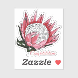 水彩プロテアおめでとうI シール