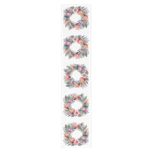 水彩プロテアテーブルランナーリース ショートテーブルランナー (正面)