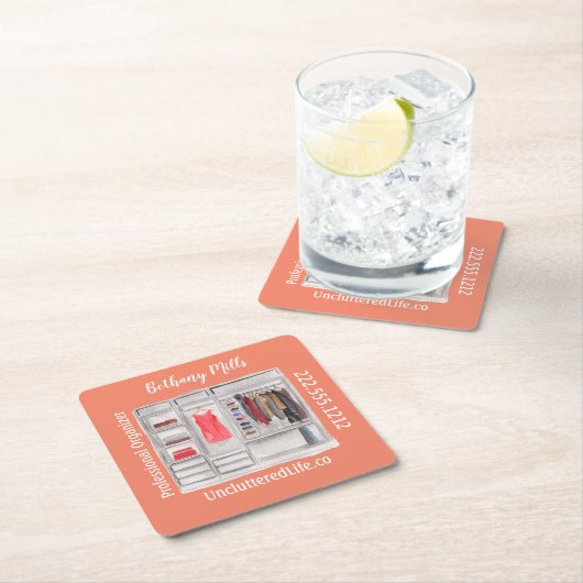 水彩プロフェッショナルオーガナイザーモダンスクエア スクエアペーパーコースター (インサイチュ)