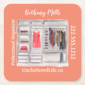 水彩プロフェッショナルオーガナイザーモダンスクエア スクエアペーパーコースター (正面)