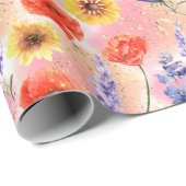 水彩プロヴァンスワイルドフラワーフローラルパターン ラッピングペーパー (ロールコーナー)