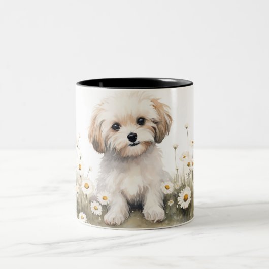 水彩プードルインデイジー ツートーンマグカップ (中央)