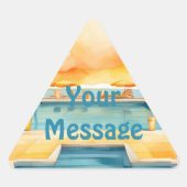 水彩プール夏のパーティー 三角形シール (正面)