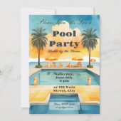 水彩プール夏のパーティー 招待状 (正面)