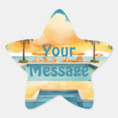 水彩プール夏のパーティー 星シール (正面)