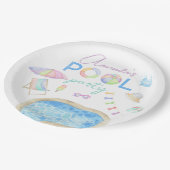 水彩プール誕生日パーティープールスイミング ペーパープレート (アングル)