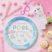 水彩プール誕生日パーティープールスイミング ペーパープレート (パーティー)