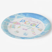 水彩プール誕生日パーティープールスイミング ペーパープレート (アングル)