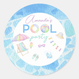 水彩プール誕生日パーティープールスイミング ラウンドシール