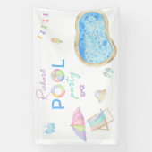 水彩プール誕生日パーティープールスイミング 横断幕 (縦)