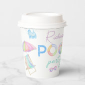 水彩プール誕生日パーティープールスイミング 紙コップ (正面)