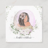 水彩ヘアファッションデザインイラストレーション スクエア名刺 (正面)