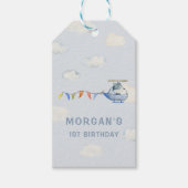 水彩ヘリコプター ブルー 誕生日プレゼント ギフトタグ (正面)