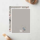 水彩ヘロンバードエグレモノグラムのト自然 ノートカード (正面/裏面インサイチュ)