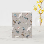 水彩ヘロン鳥エグレ自然模様 カード (黄色い花)