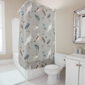 水彩ヘロン鳥エグレ自然模様 シャワーカーテン (インサイチュ)