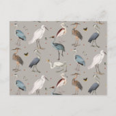 水彩ヘロン鳥エグレ自然模様 シーズンポストカード (正面)