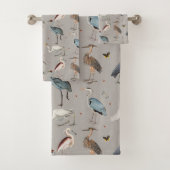 水彩ヘロン鳥エグレ自然模様 バスタオルセット (インサイチュ)