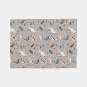 水彩ヘロン鳥エグレ自然模様 フリースブランケット (正面(横))