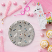 水彩ヘロン鳥エグレ自然模様 ペーパープレート (パーティー)