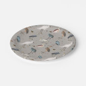 水彩ヘロン鳥エグレ自然模様 ペーパープレート (アングル)