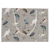 水彩ヘロン鳥エグレ自然模様 ラージペーパーバッグ (裏面)