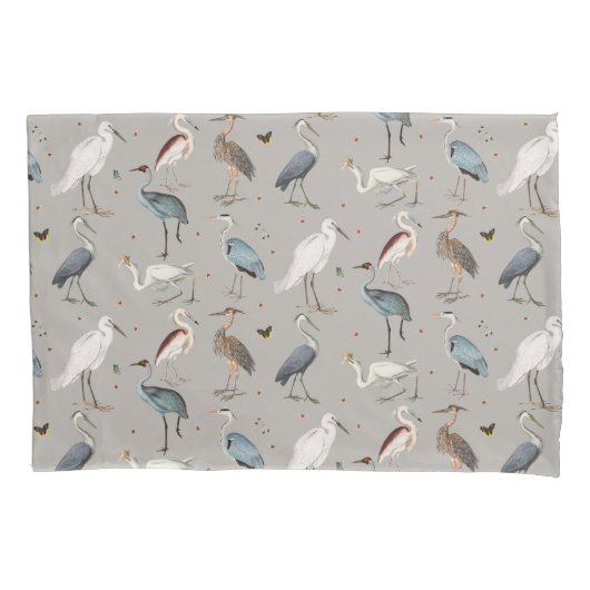 水彩ヘロン鳥エグレ自然模様 枕カバー (正面左)