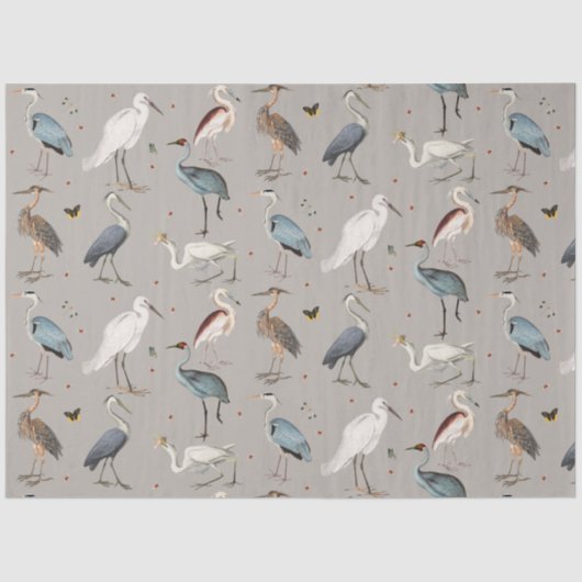 水彩ヘロン鳥エグレ自然模様 薄葉紙 (正面)