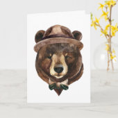 水彩ベアファッション カード (黄色い花)