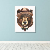 水彩ベアファッション キャンバスプリント (インサイチュ (ウッドフロア))