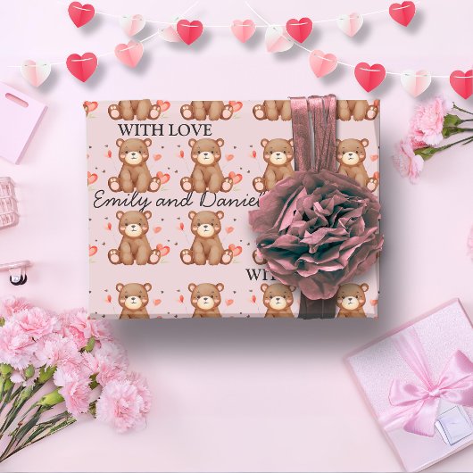 水彩ベアーバレンタインデーのカスタマイズ可能 ラッピングペーパー