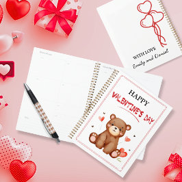 水彩ベアーバレンタインデーパーソナライズされた プランナー手帳