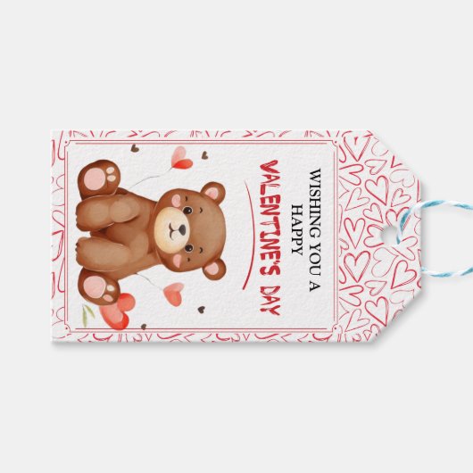水彩ベアーバレンタインデー ギフトタグ (正面(横))