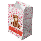 水彩ベアーバレンタインデー ミディアムペーパーバッグ (正面アングル)