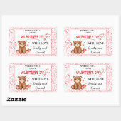 水彩ベアーバレンタインデー 長方形シール (シート)