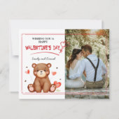 水彩ベアーフォトバレンタインデーフラットカード (正面)