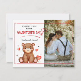 水彩ベアーフォトバレンタインデーフラットカード