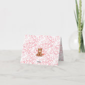 水彩ベアーフォトバレンタインデー折り畳み ノートカード (裏面)