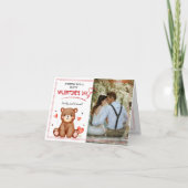 水彩ベアーフォトバレンタインデー折り畳み ノートカード (正面)