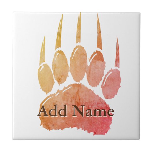 水彩ベアーポープリント名前をカスタムする タイル (正面)