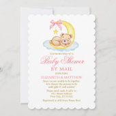 水彩ベアームーンピンク金ゴールドシャワーバイメール 招待状 (正面)
