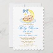 水彩ベアームーンブルー金ゴールドシャワーバイメール 招待状 (正面)