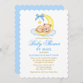 水彩ベアームーンブルー金ゴールドシャワーバイメール 招待状