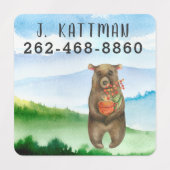 水彩ベア |お名前のキッズの追加 ラベル (デザイン1)