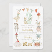 水彩ベビーお洒落キノコ2nd誕生日 招待状 (正面)