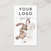 水彩ベビーとバニーQRコード垂直 名刺 (正面)