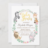 水彩ベビーアニマル点々のあるズシャワー招待状 招待状 (正面)