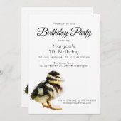 水彩ベビーアヒル誕生日パーティーの招待 招待状 (正面/裏面)