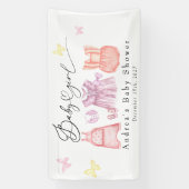 水彩ベビーウェア |女の子の赤ちゃんシャワー 横断幕 (縦)