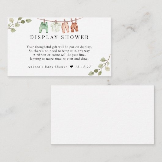 水彩ベビーウェア | Boho Boyディスプレイシャワー エンクロージャーカード (正面/裏面)